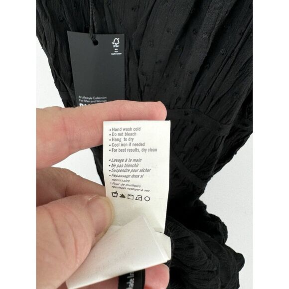 PAIGE Women's Inesa Midi Dress Size Small Black Swiss Dot Sundress Tiered Ruffle - Picture 12 of 13